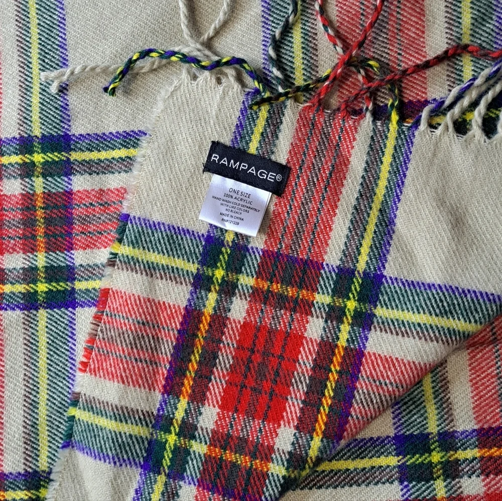 Rampage Preppy Oversized Plaid Scarf